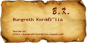 Burgreth Kordélia névjegykártya